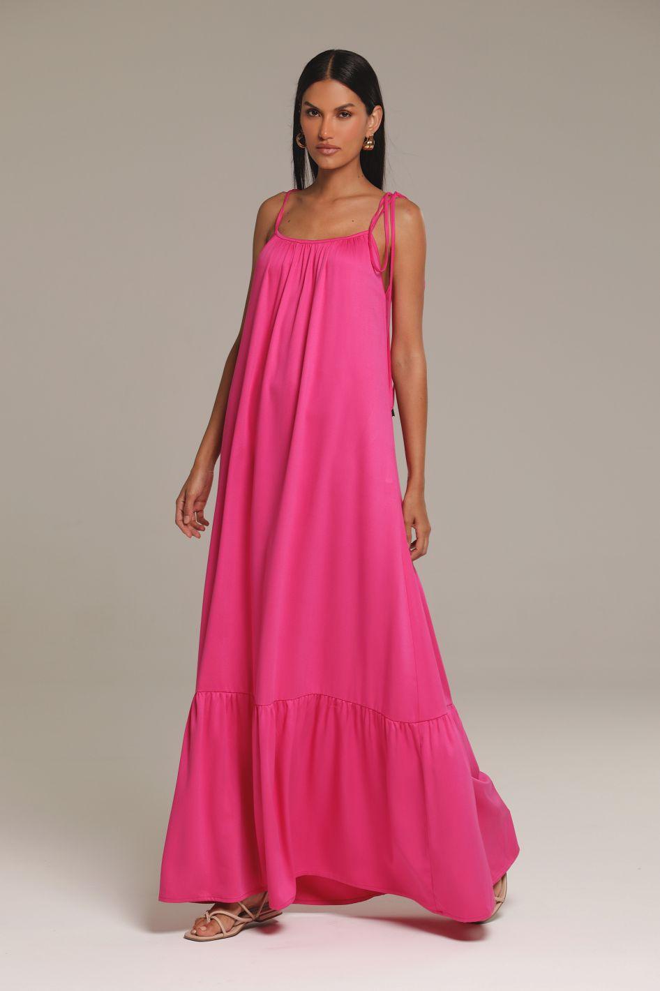 Vestido Longo em Viscose Pink Clarice - UP22