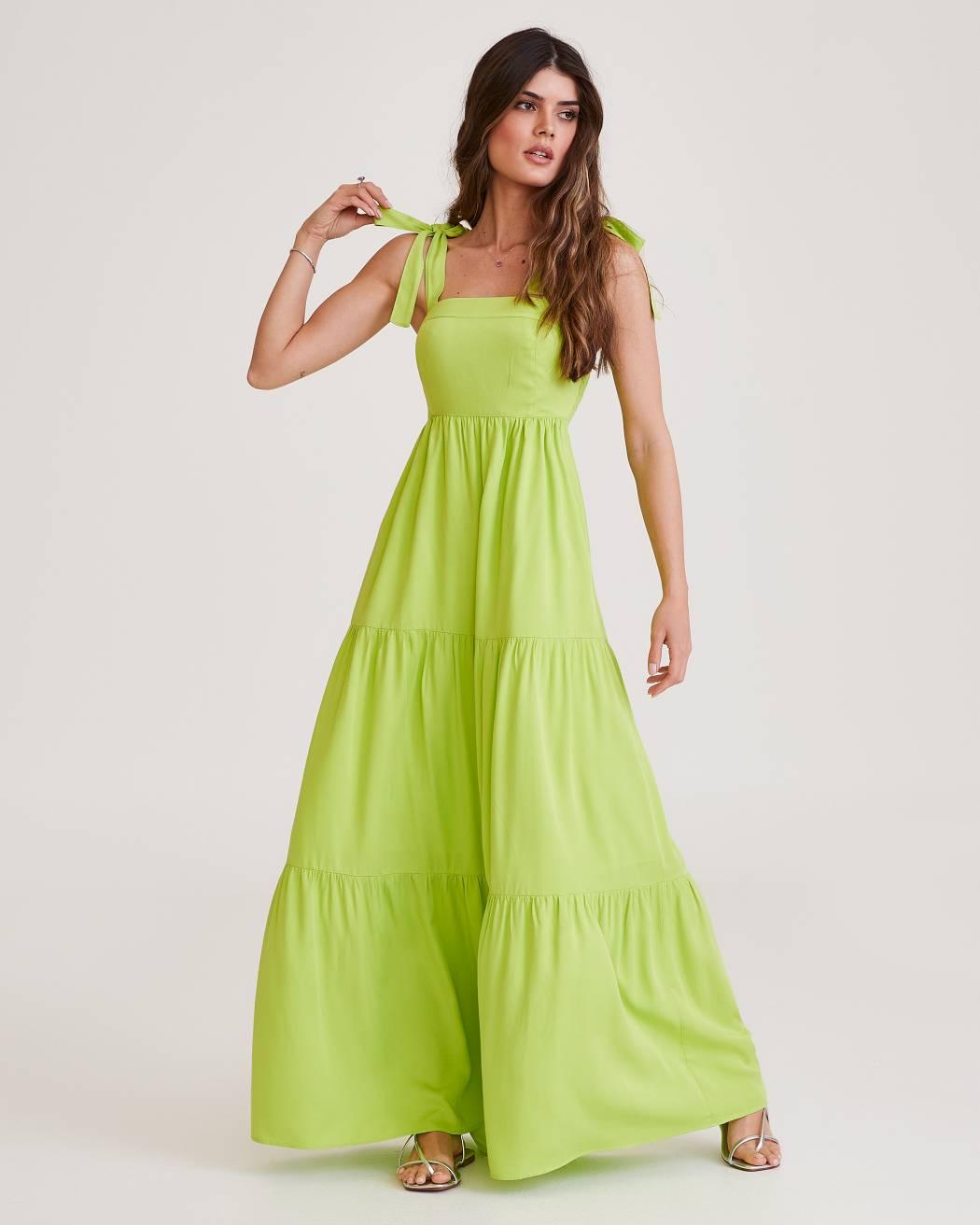 Vestido Longo Em Viscose Verde Ariel - UP!22