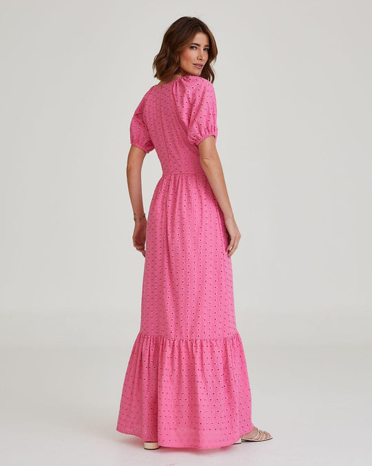 Vestido Longo Laise Rosa Chiclete Emilly