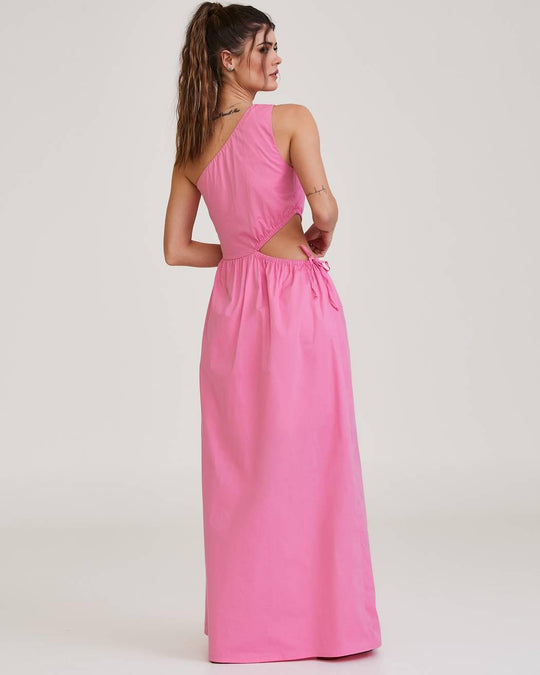 Vestido Longo Um Ombro Só Rosa Beatriz