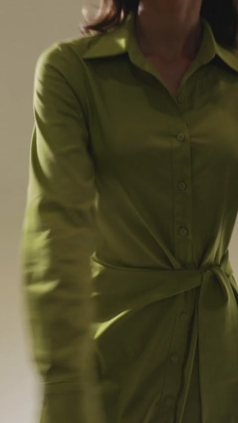Vestido Midi Algodão Verde Aisha